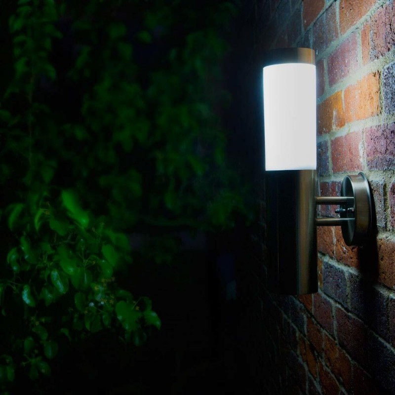 Canterbury XT solcellsvägglampa i rostfritt stål