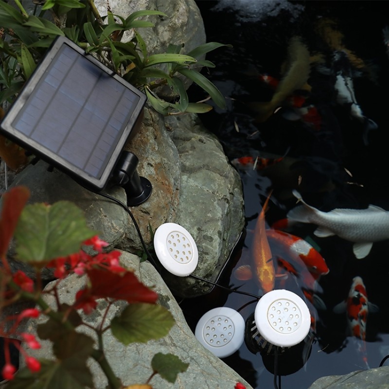 Cascade solcellsundervattensbelysning till trädgårdsdamm