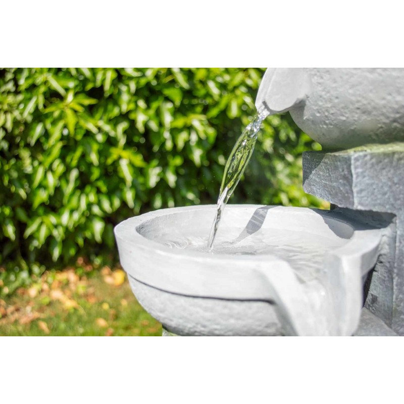 Solcelle Fontæne med batteri "Fire hvide fade"