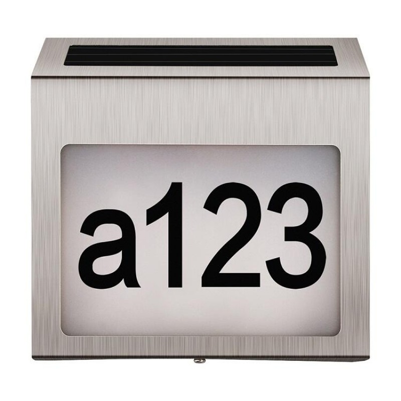 Husnummer med solcellsbelysning