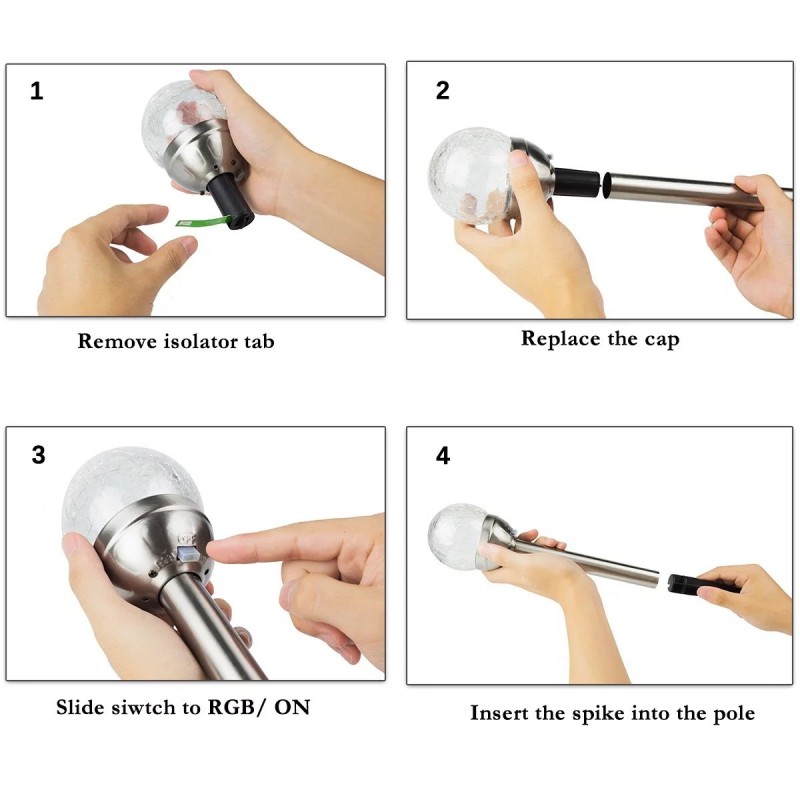 Solcellsljuskulor på spjut (set med 4)