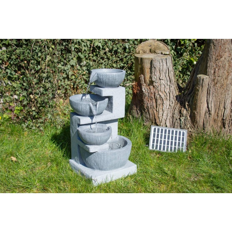 Solcelle fontæne med batteri "Stenkrukker"