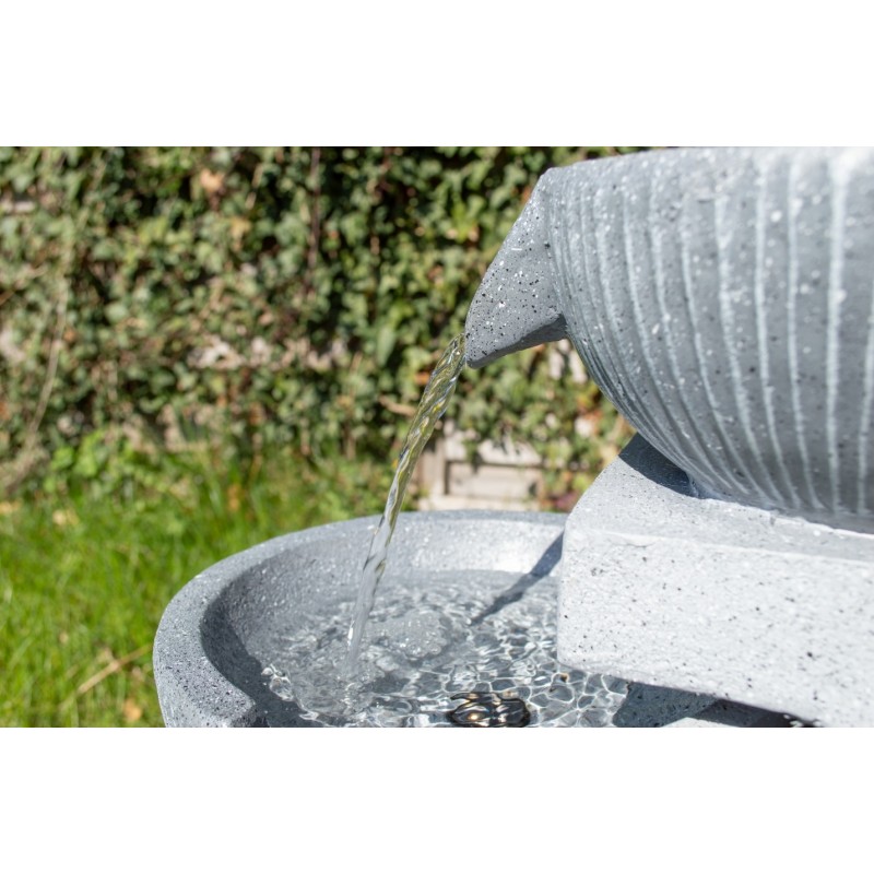 Solcelle fontæne med batteri "Stenkrukker"