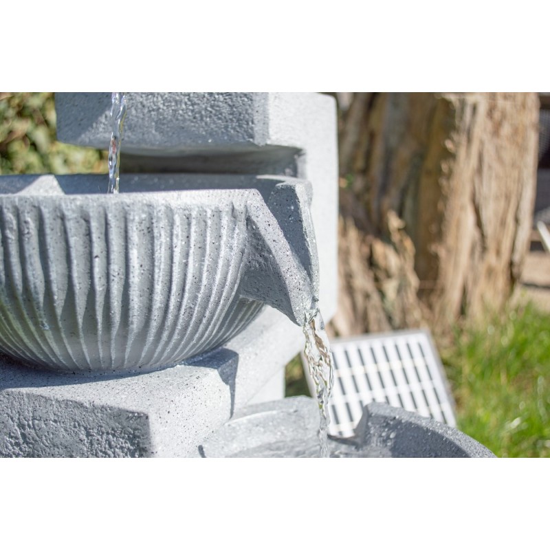 Solcelle fontæne med batteri "Stenkrukker"