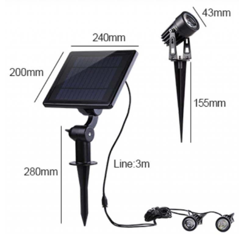 Eclipse solcellsspotlight varmvitt ljus (set med 2 st.)