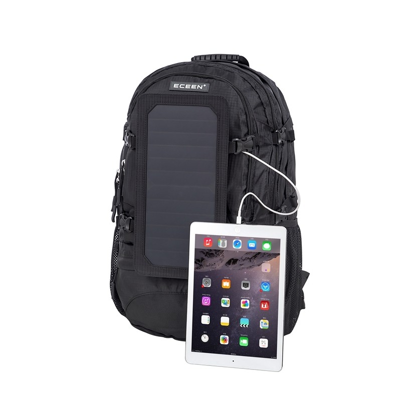 Eceen vandringsryggsäck med solpanel (svart, 6,5W)