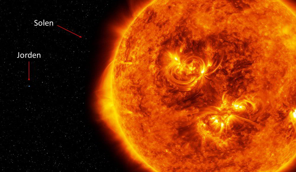 Solens st&oslash;rrelse